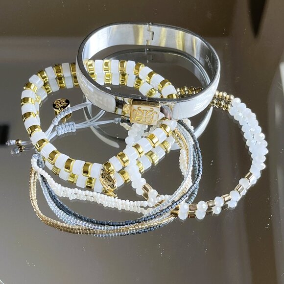 Rustic Cuff Set FOUR stackable Bracelets Set - Picture 6 of 6